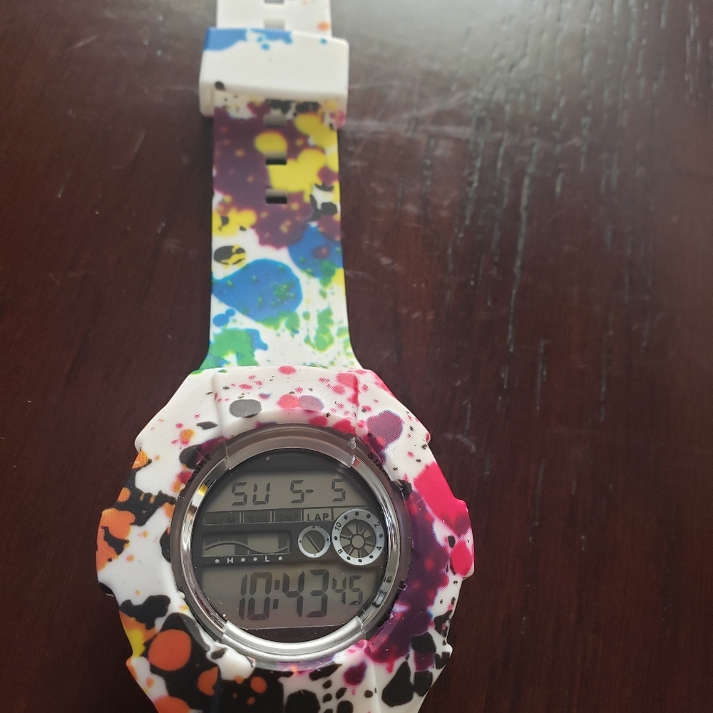 Color Splash Watch Stopwatch Alarm Watch